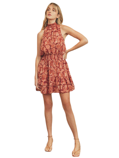 Vestido Cuello Halter con detalle print