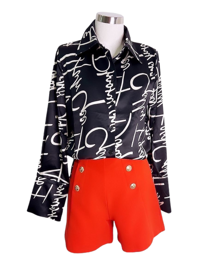 Blusa estampada tela asedada con detalle en manga