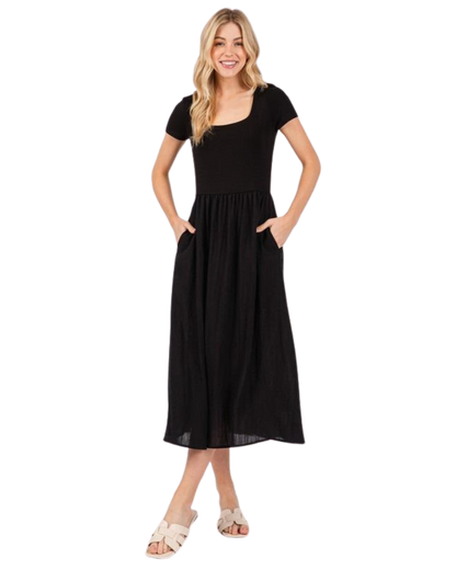 Vestido casual midi con bolsillos