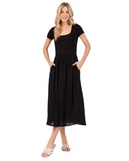 Vestido casual midi con bolsillos