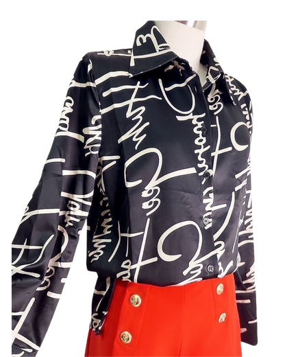 Blusa estampada tela asedada con detalle en manga