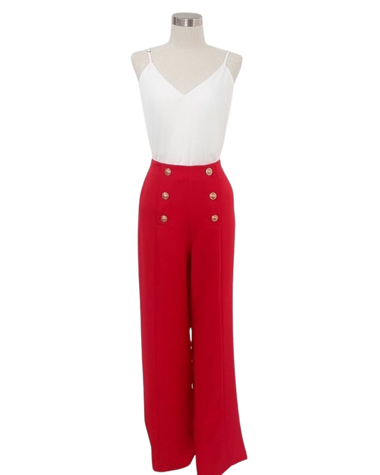 Pantalón con botones y zipper trasero.