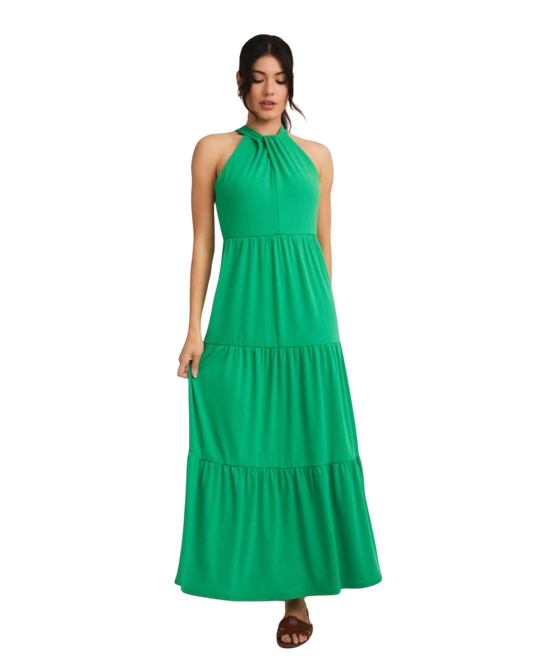 Vestido verde cuello Halter