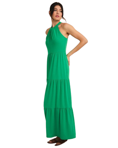 Vestido verde cuello Halter